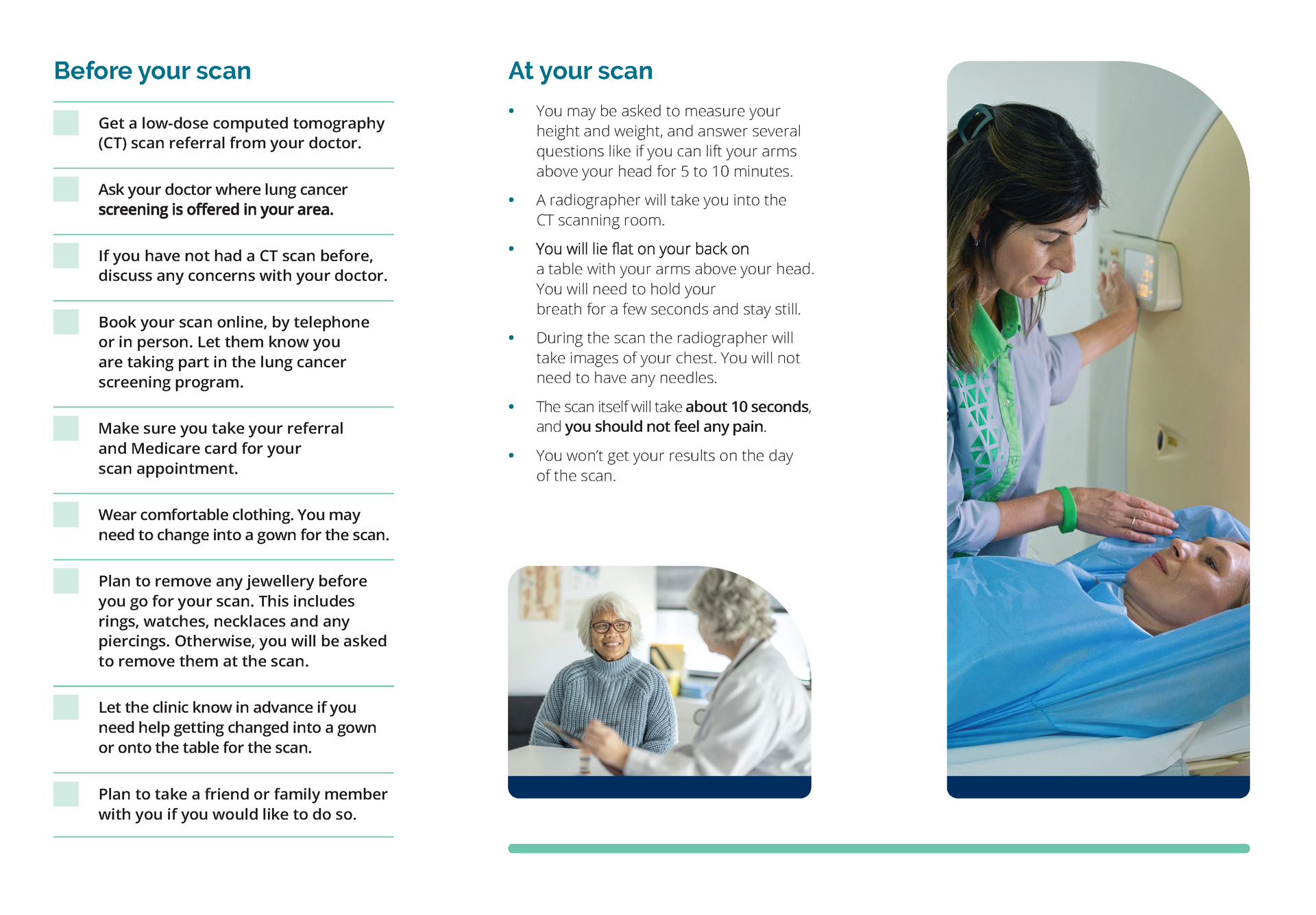 Patient Material PRP Lung Cancer Screening Program including what to expect before your scan what to expect after your scan